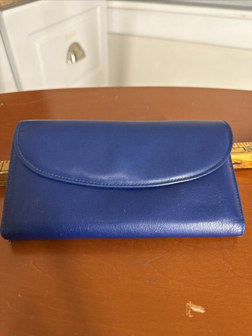 Mundi Vintage Wallet Leather coin purse soft Blue Napa cowhide Nice checkbook
